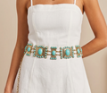 Turquoise Stone Western Concho Chain Belt