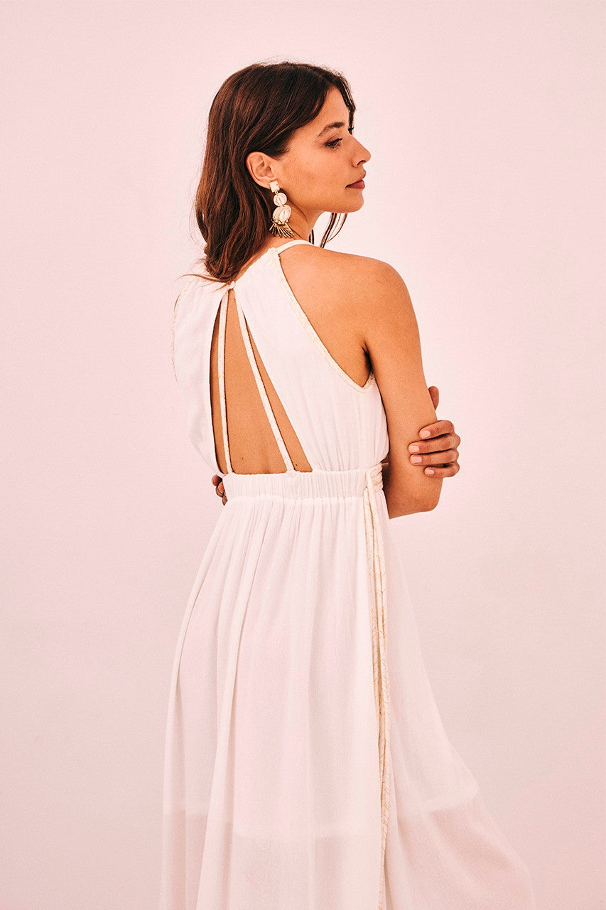 Nekane Hellenic Midi Dress with Braid Detail
