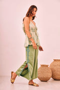 Nekane Embroidered Flowing Straight Trousers