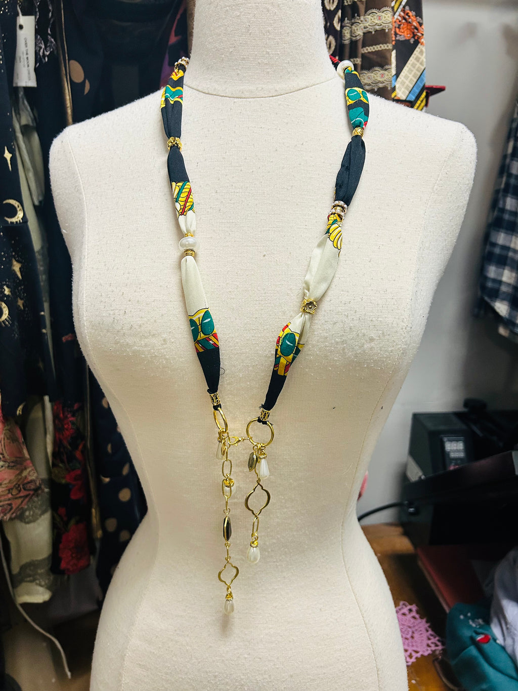 OOAK Vintage Printed Scarf Necklace or Belt