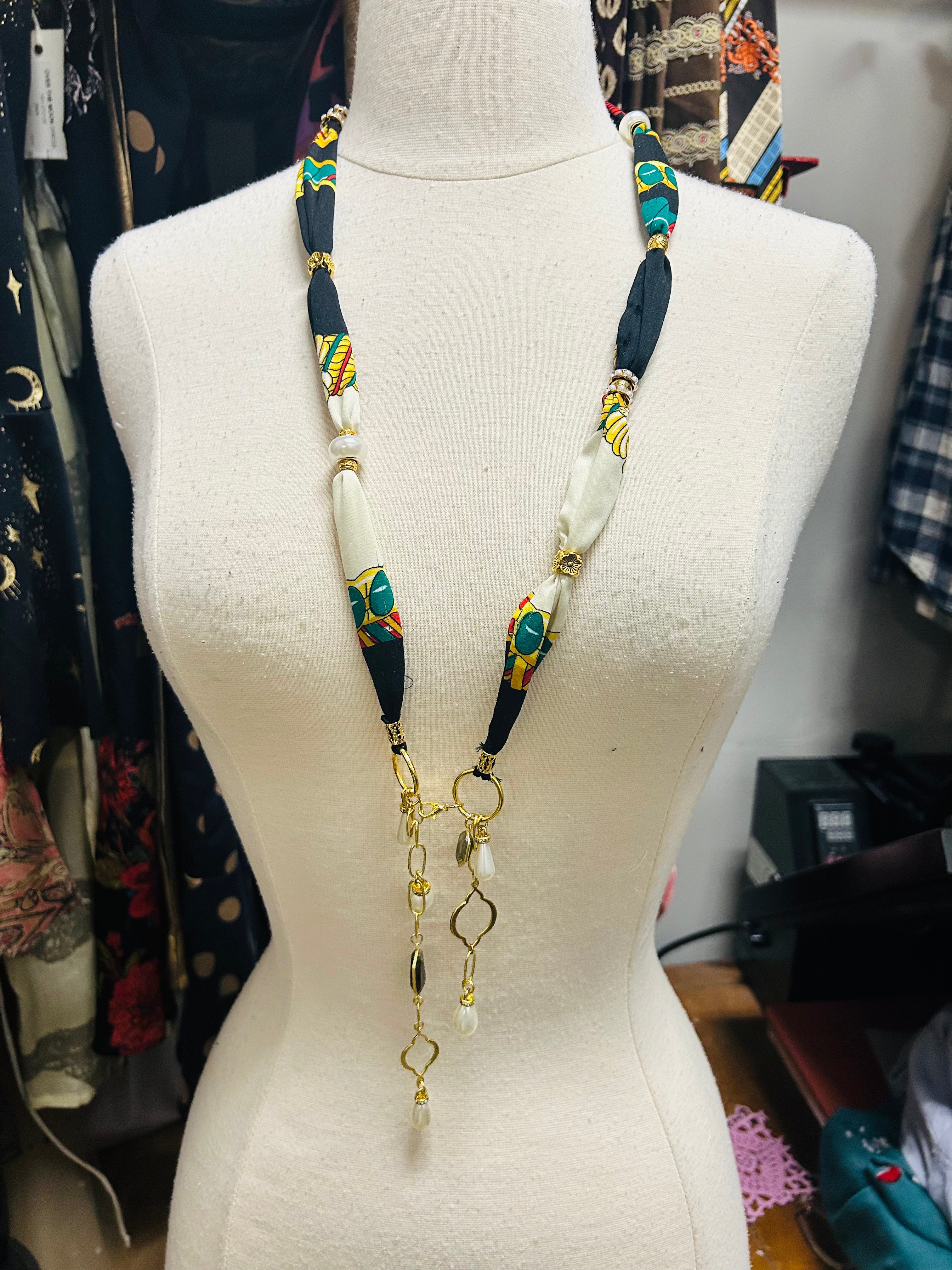 OOAK Vintage Printed Scarf Necklace or Belt