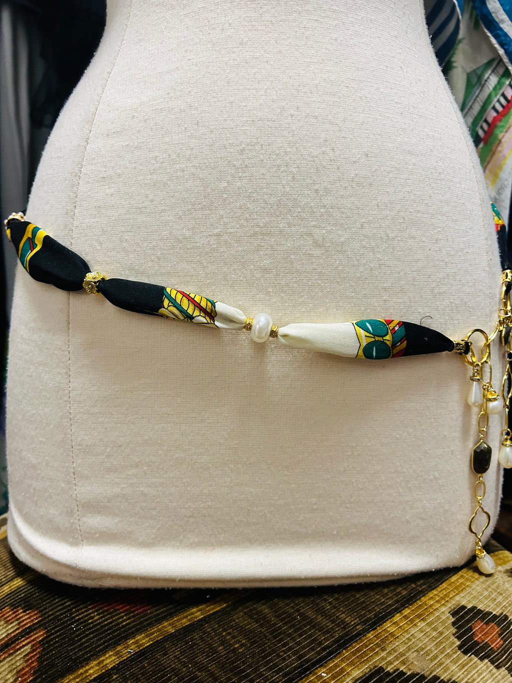 OOAK Vintage Printed Scarf Necklace or Belt