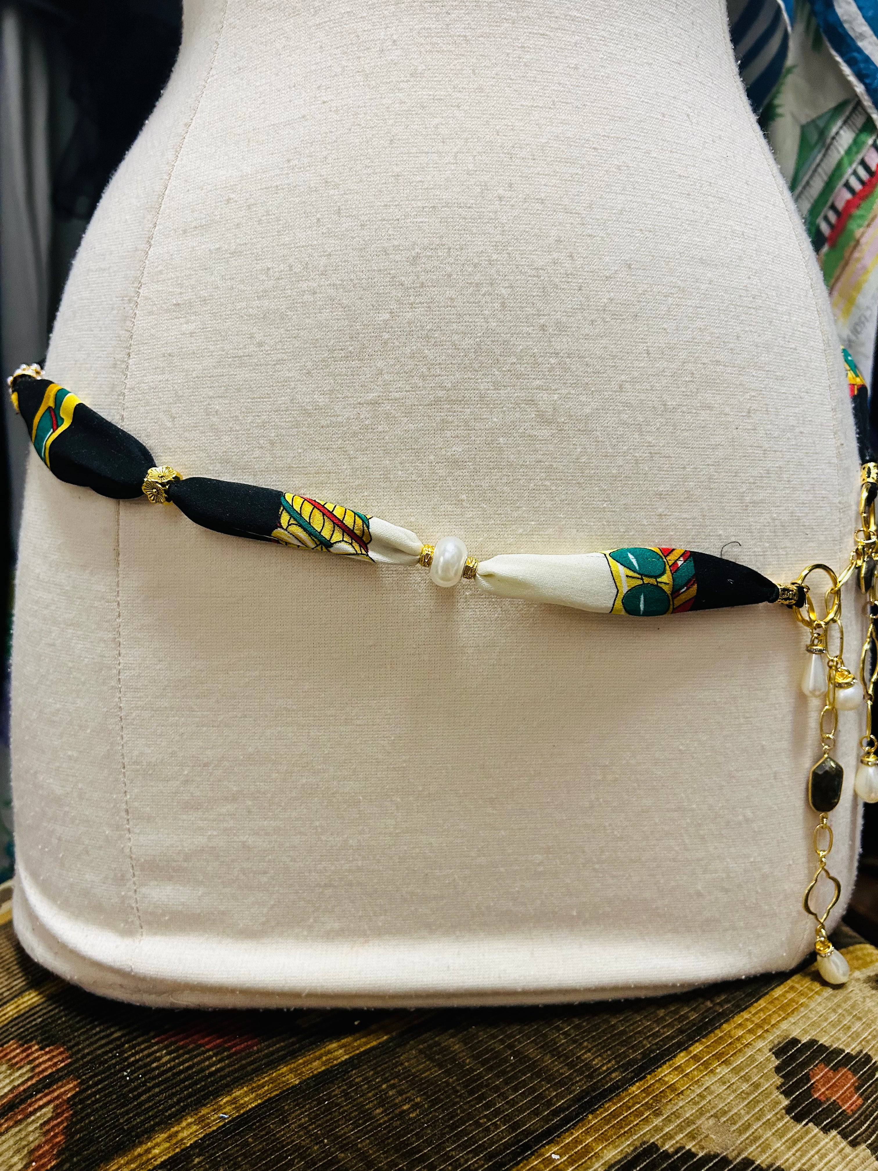 OOAK Vintage Printed Scarf Necklace or Belt