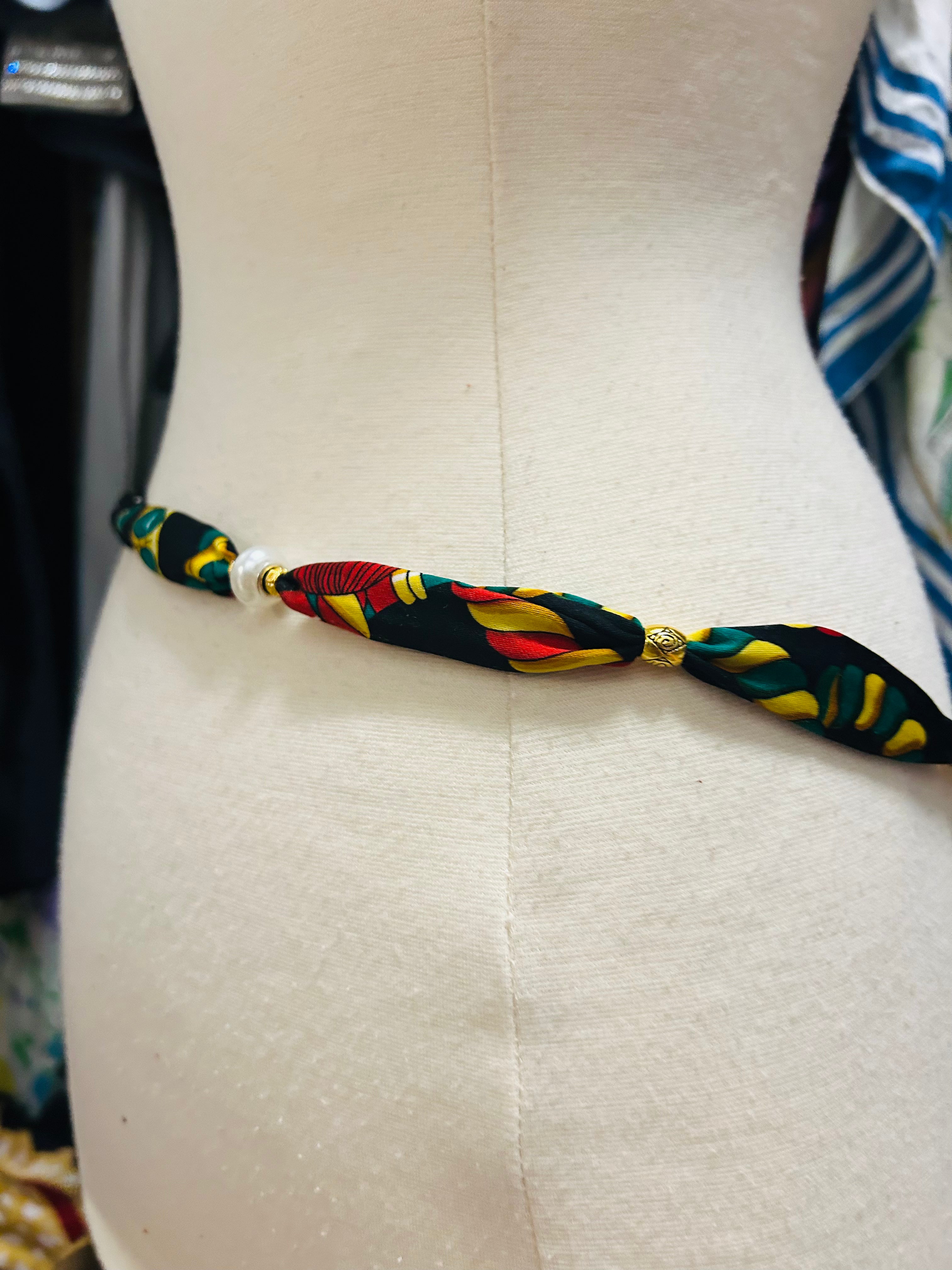 OOAK Vintage Printed Scarf Necklace or Belt