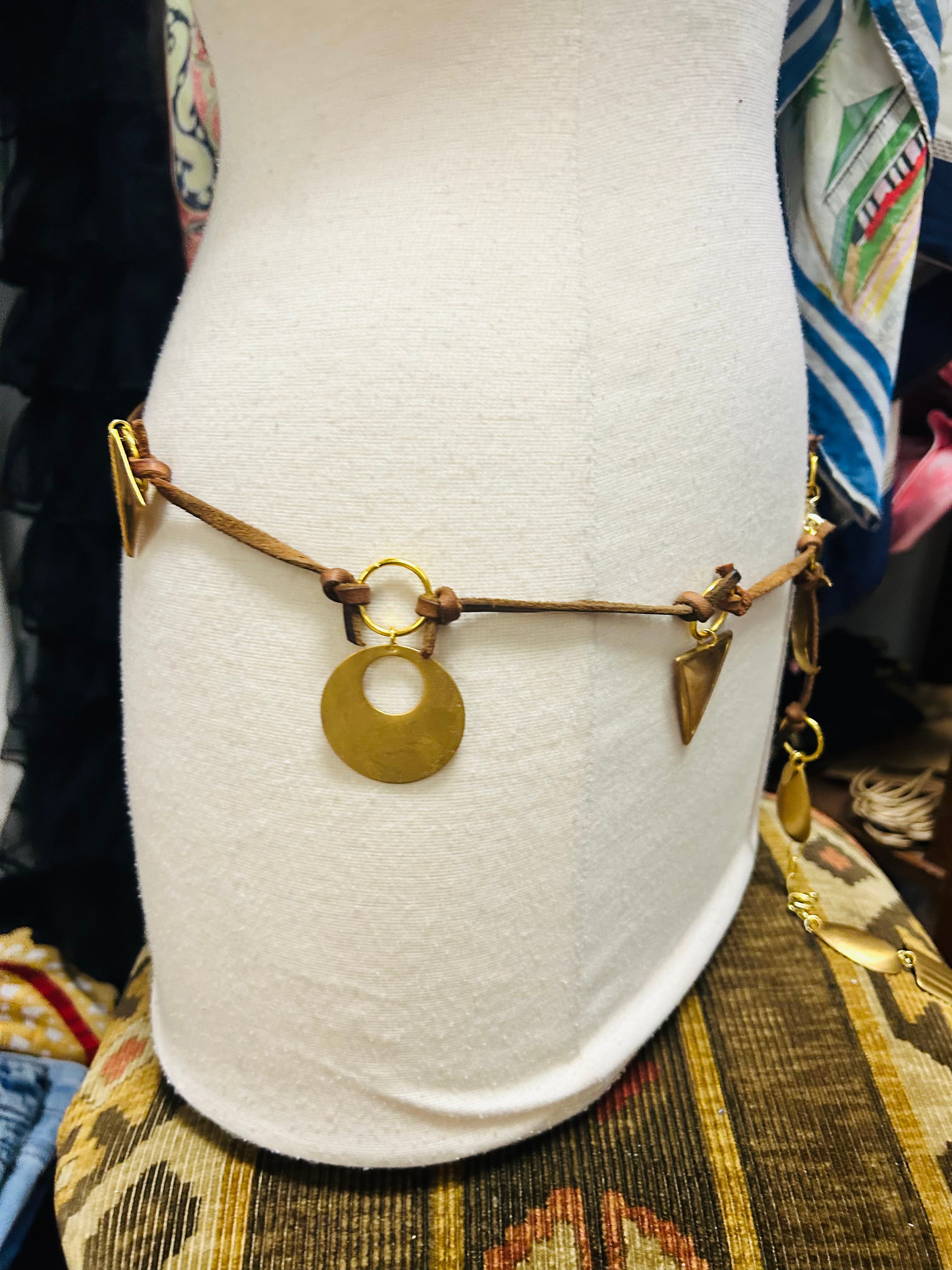 OOAK Vintage Leather & Brass Belt