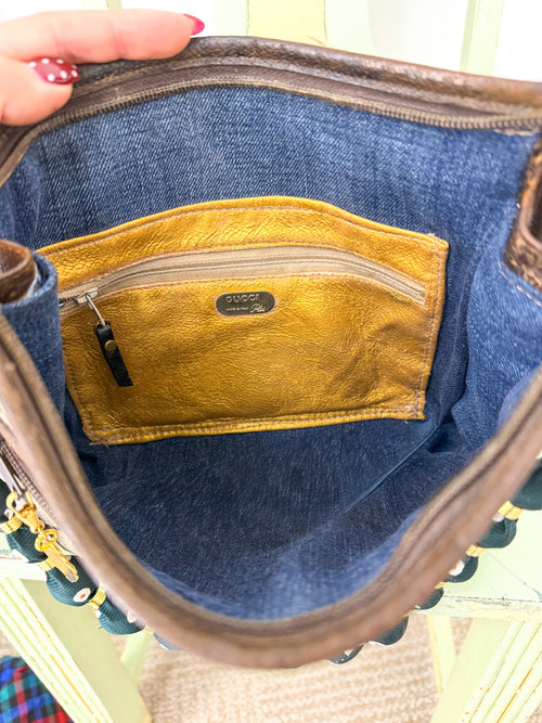 OOAK Vintage Gucci Plus Monogram Bag w/ a Repurposed Vintage-Tie Strap