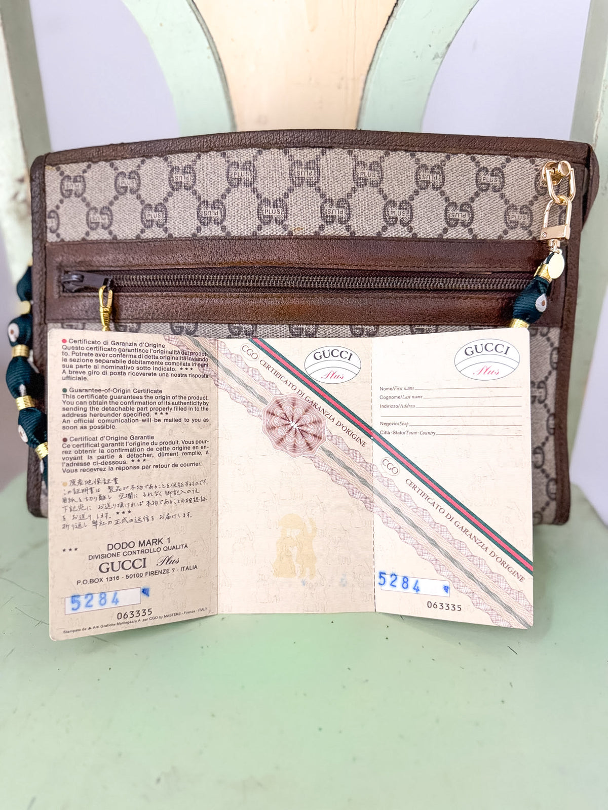 OOAK Vintage Gucci Plus Monogram Bag w/ a Repurposed Vintage-Tie Strap