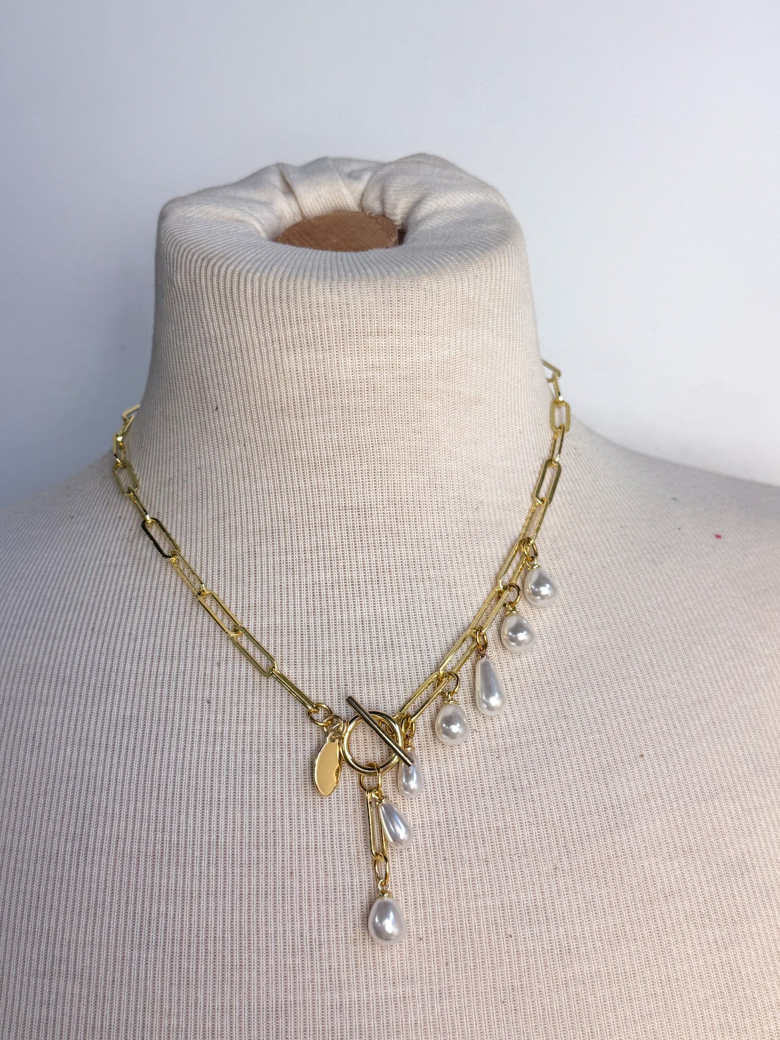 Handmade Acrylic Pearl Drop Y Necklace