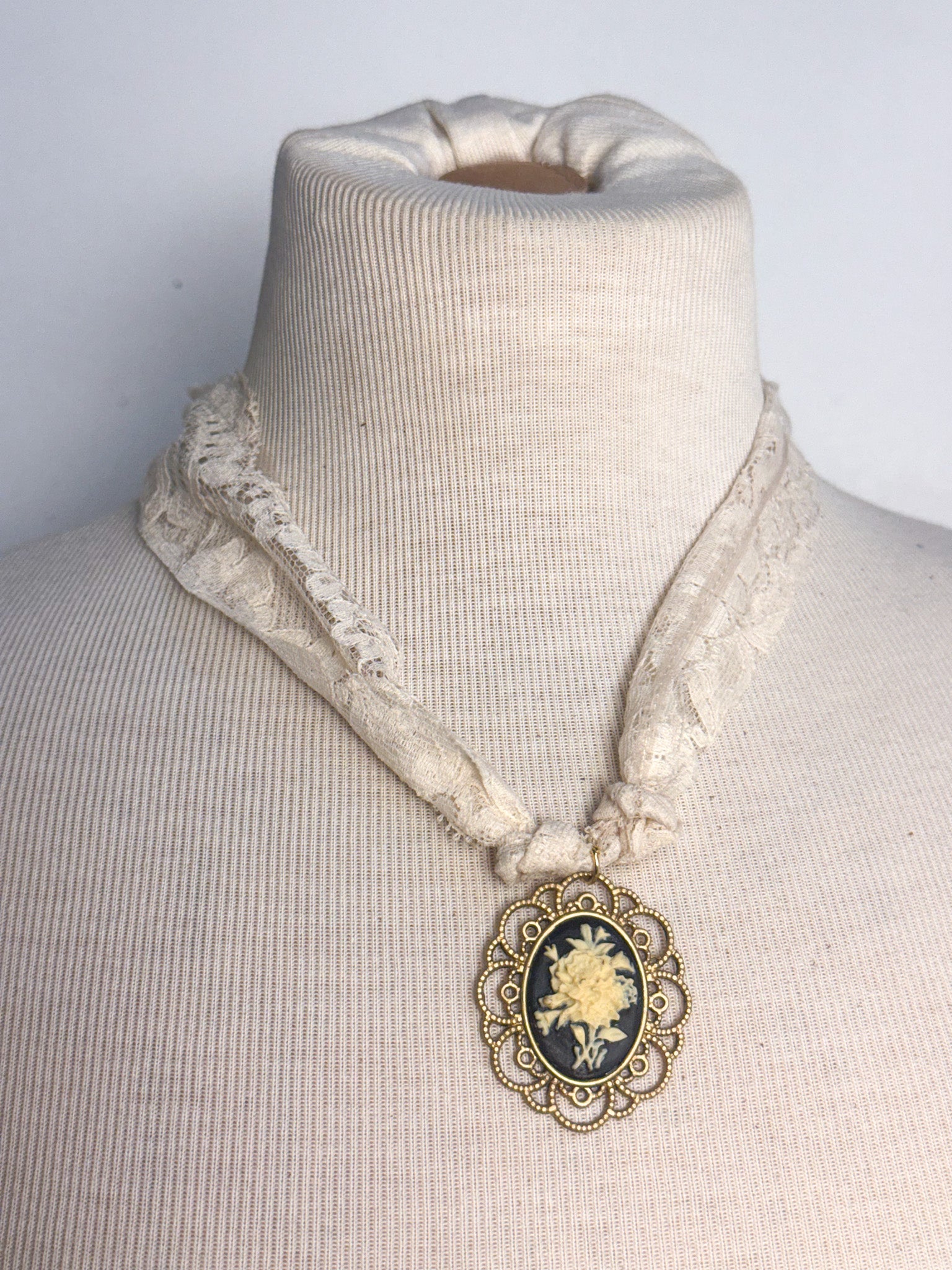 Handmade Brooch Fabric Necklace | One-of-a-Kind