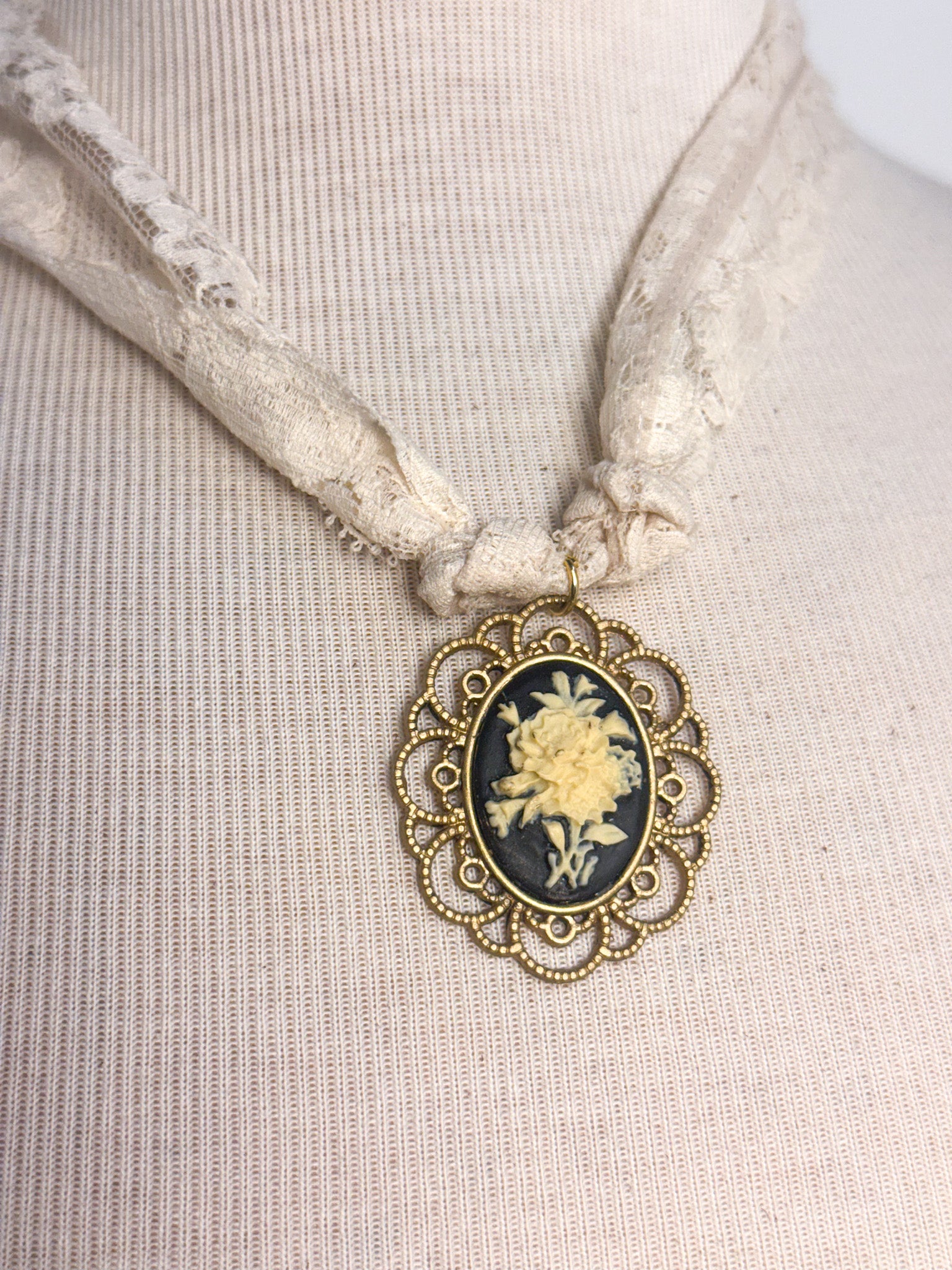 Handmade Brooch Fabric Necklace | One-of-a-Kind