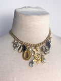 OOAK Vintage Silver and Gold Mix Charm Necklace