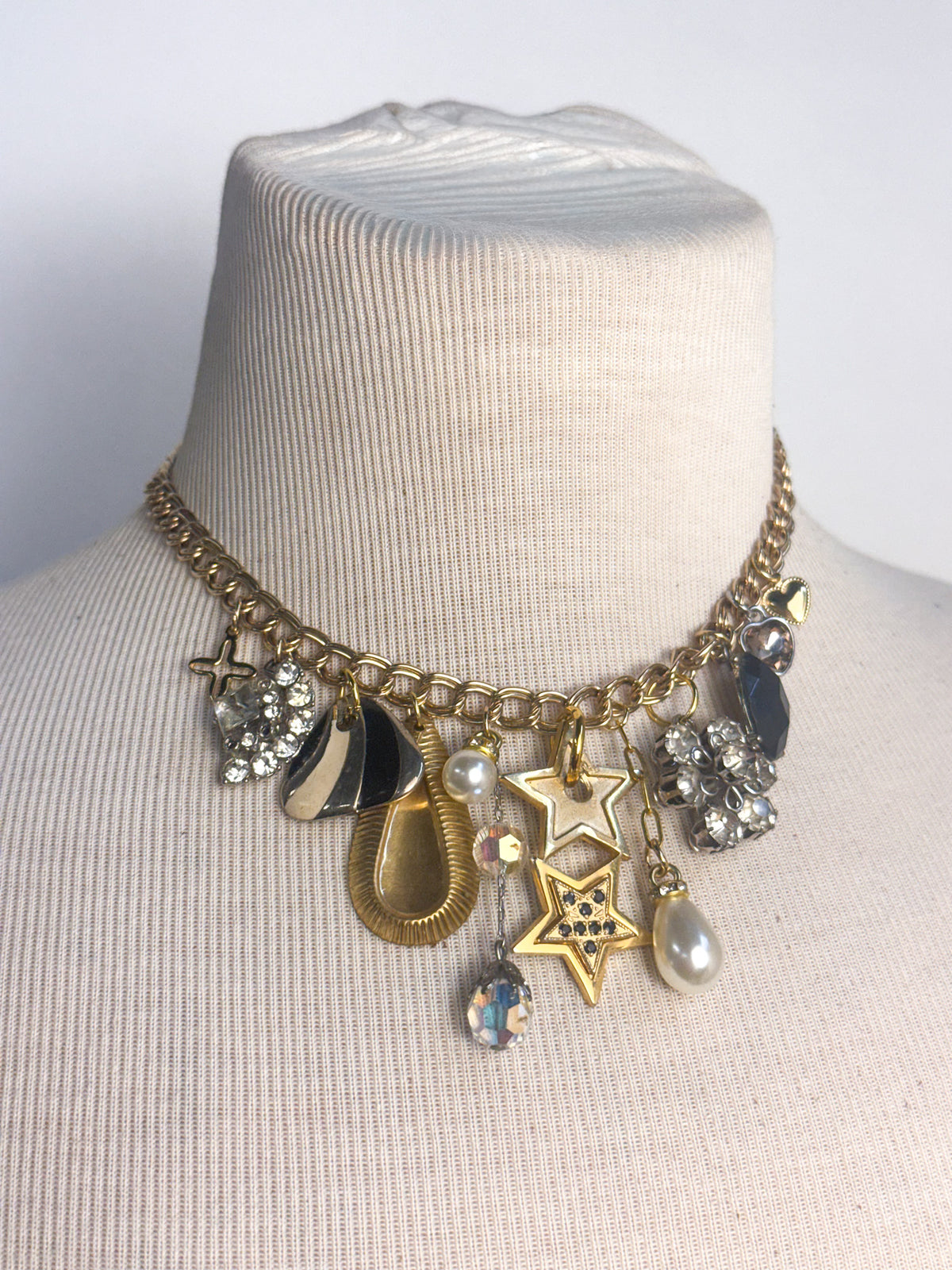 OOAK Vintage Silver and Gold Mix Charm Necklace