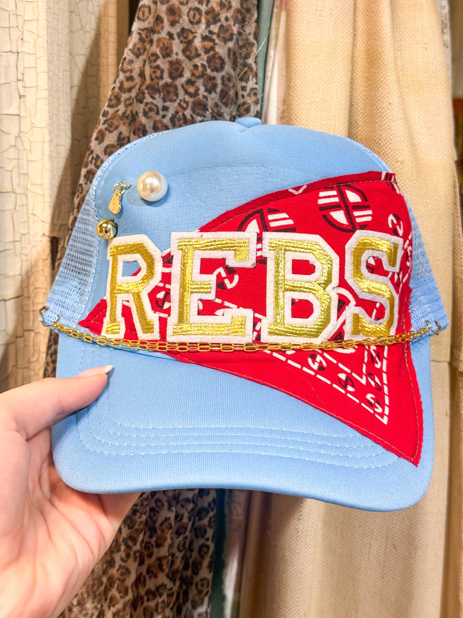 Handmade Vintage Bandana Rebs Hat