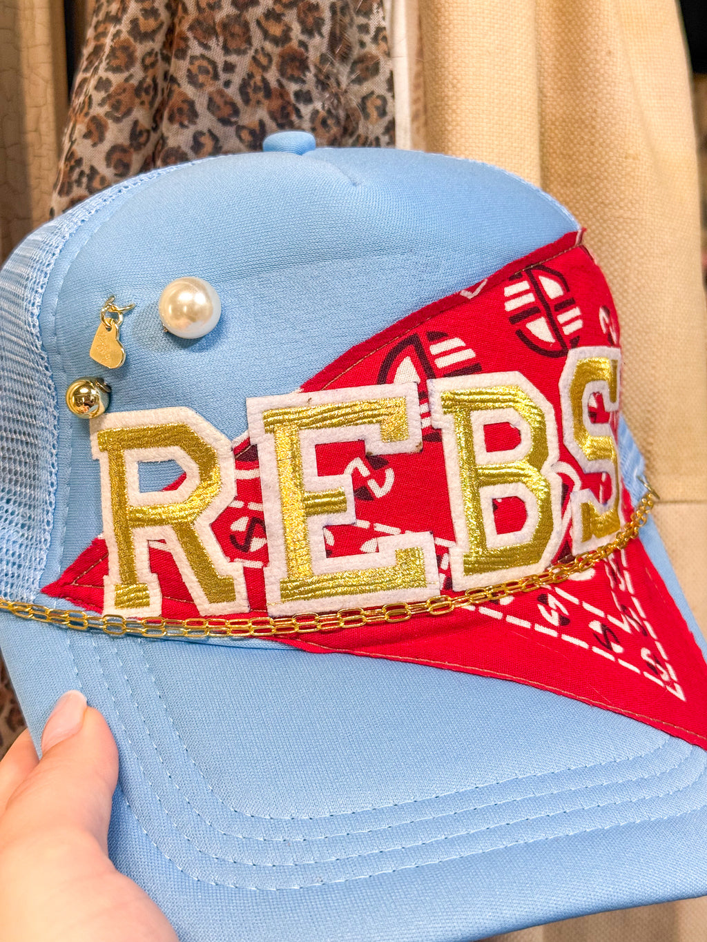 Handmade Vintage Bandana Rebs Hat