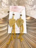 LS Heart Shield Chain Earrings