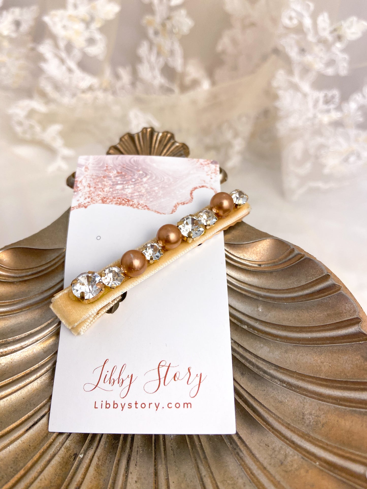 Handmade Velvet Pearl Clip