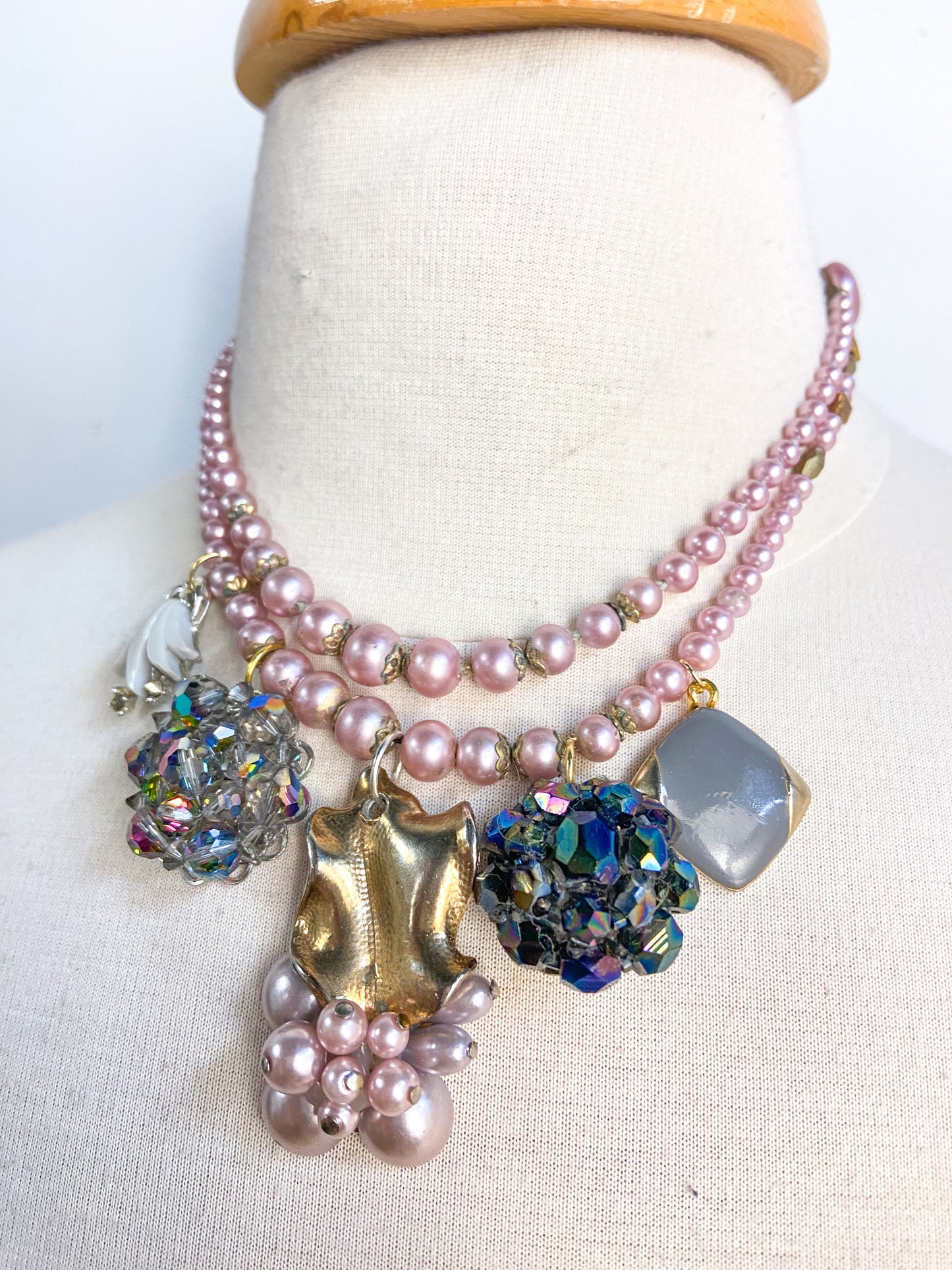 OOAK Mauve Pearl Statement Necklace