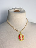 OOAK Vintage Peals & Handmade Resin Cameo Necklace