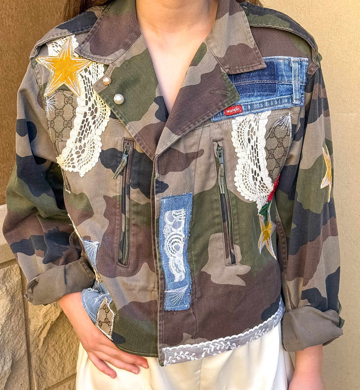 One-of-a-Kind Reworked Vintage French Military Tiger Jacket