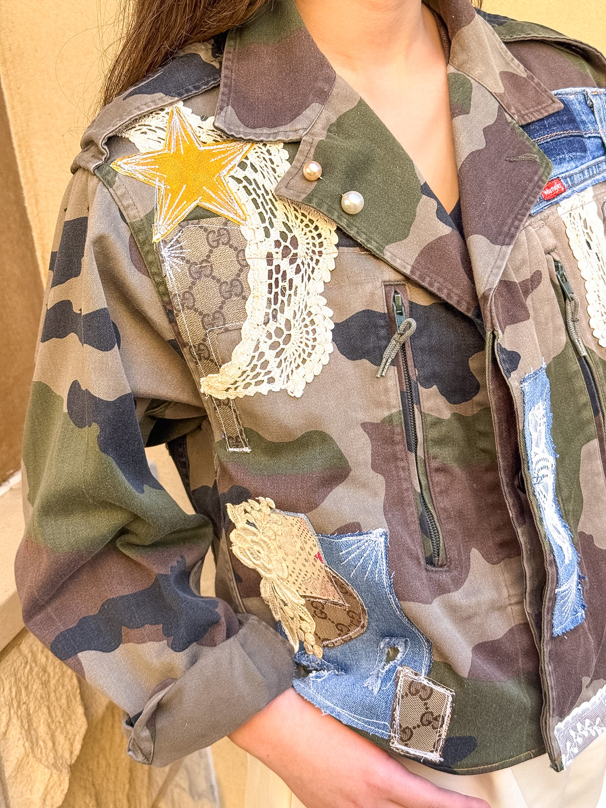 One-of-a-Kind Reworked Vintage French Military Tiger Jacket