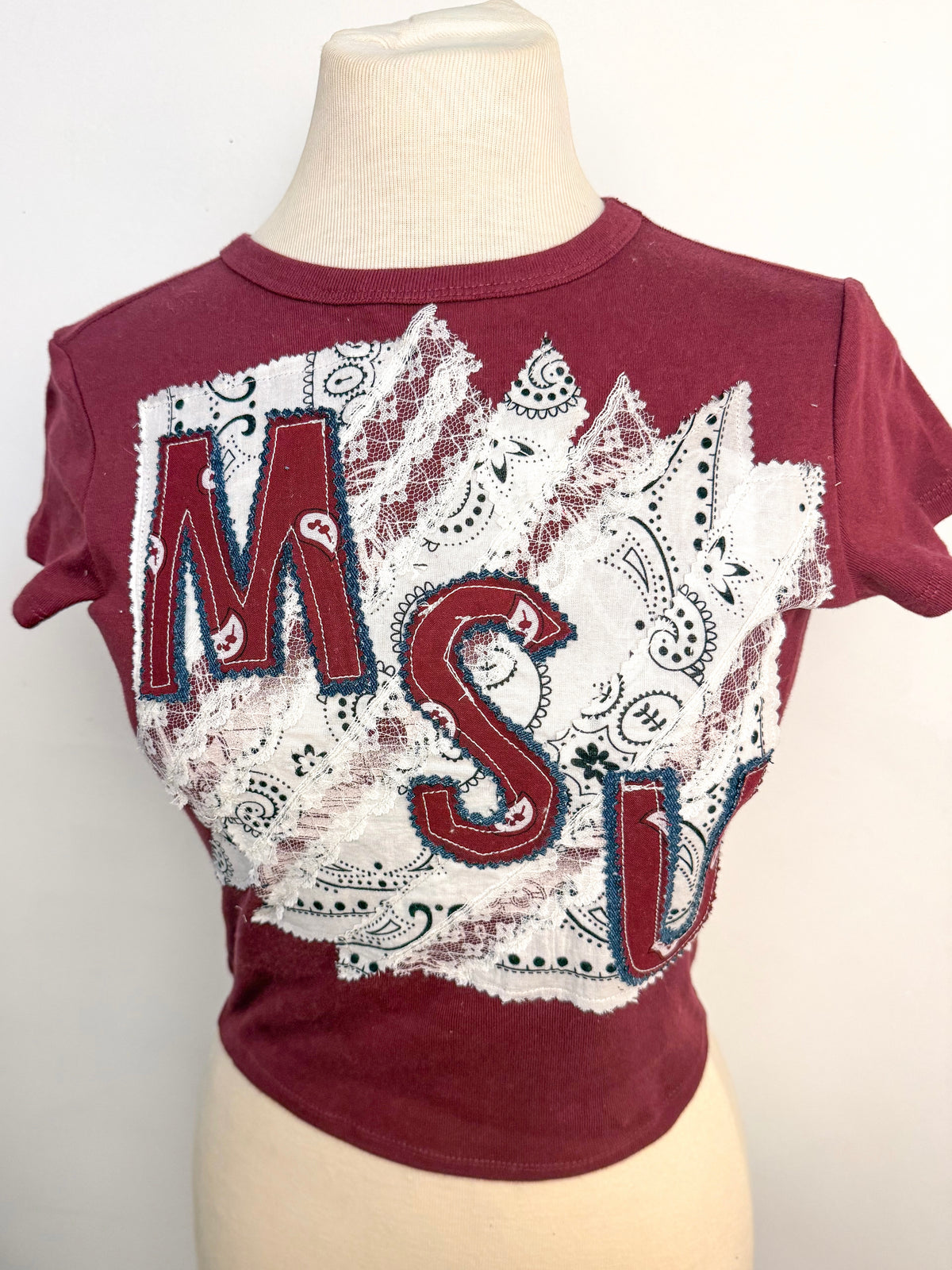 OOAK Bandana/Lace MSU Tee