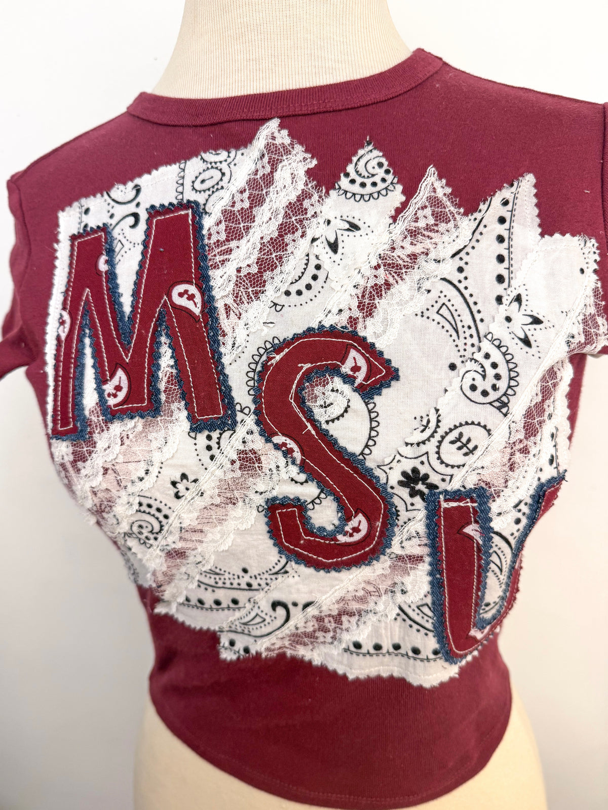 OOAK Bandana/Lace MSU Tee