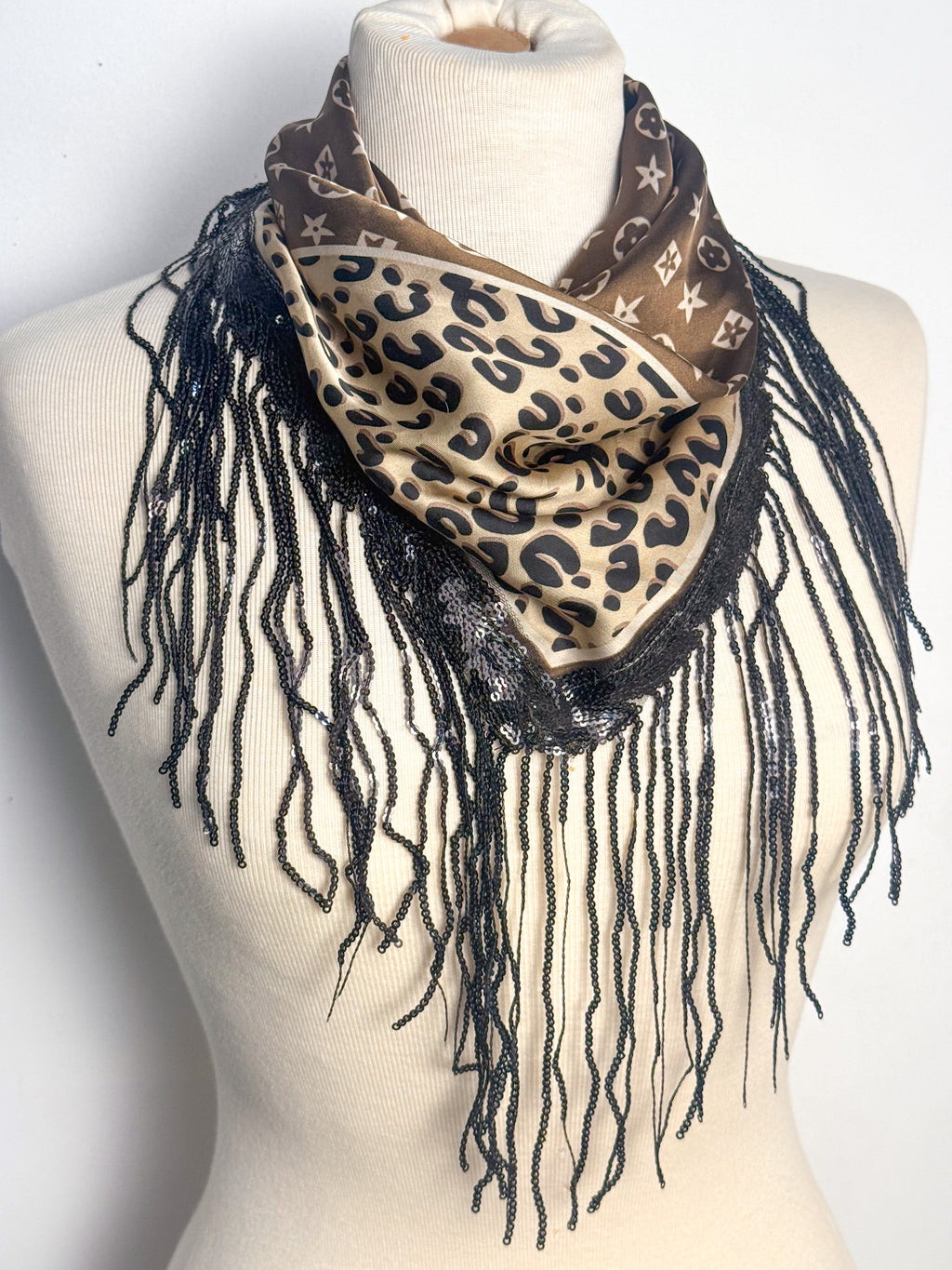 OOAK After Dark Satin Fringe Scarf