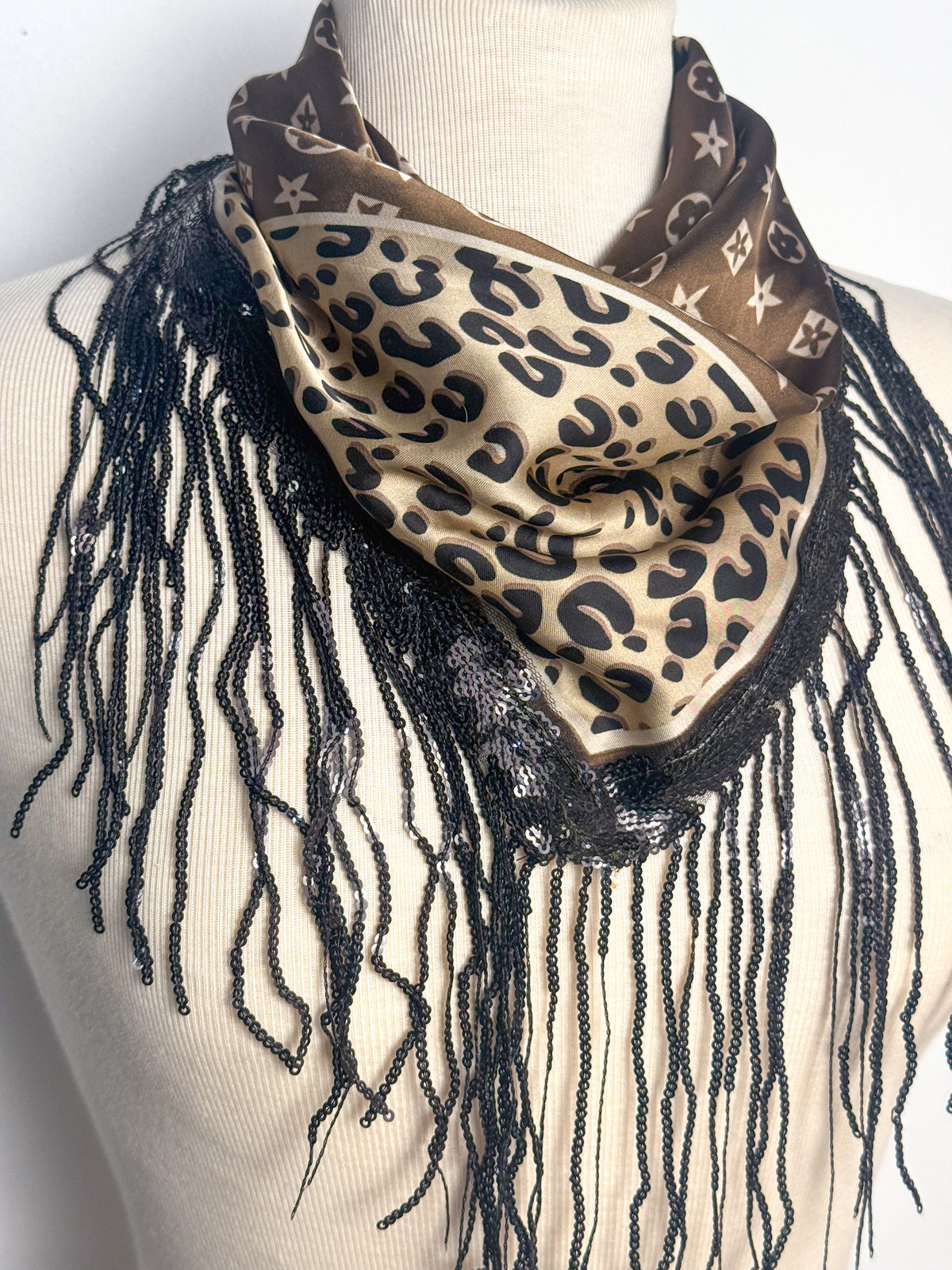 OOAK After Dark Satin Fringe Scarf