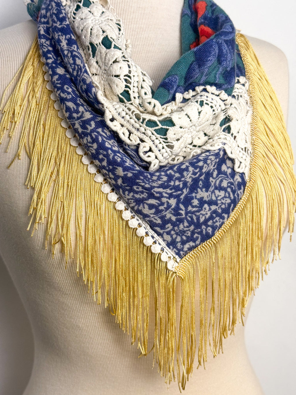 OOAK Wildflower Patchwork Fringe Scarf