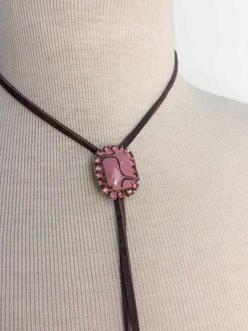 Vintage Earring Leather Bolo