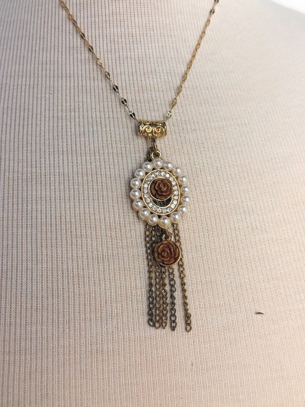 Handmade Vintage Pendant Thin Gold Chain Necklace