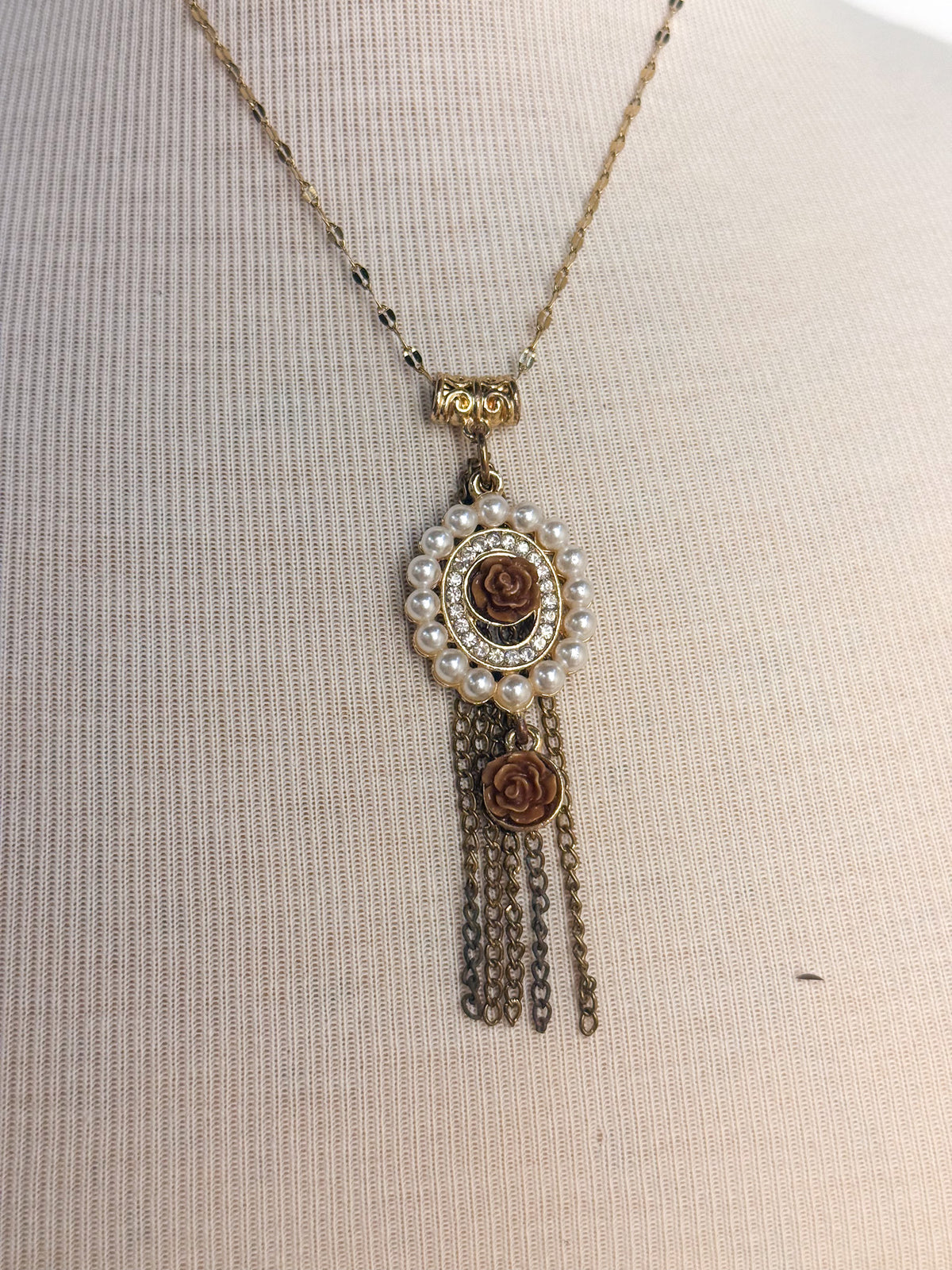 Handmade Vintage Pendant Thin Gold Chain Necklace