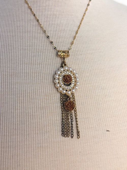 Handmade Vintage Pendant Thin Gold Chain Necklace