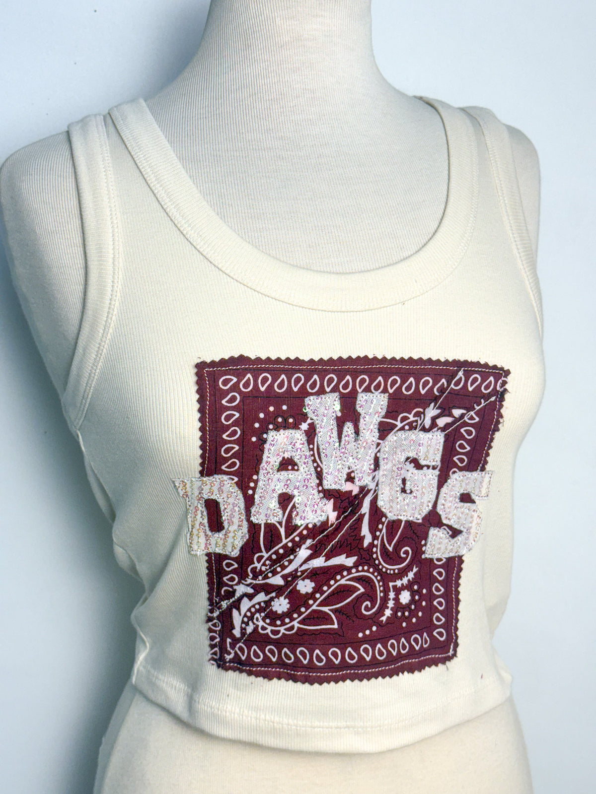 OOAK Sequin Dawgs Bandana Tank