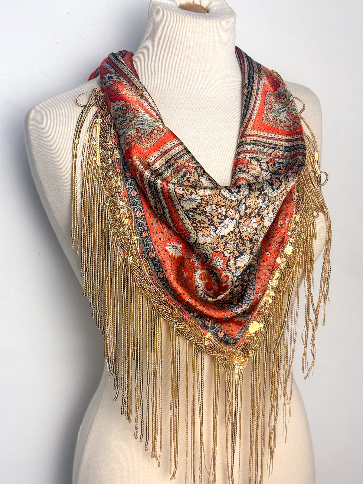 Handmade Paisley Fringe Scarf