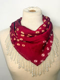 Handmade 100% Silk Pearl Fringe Scarf