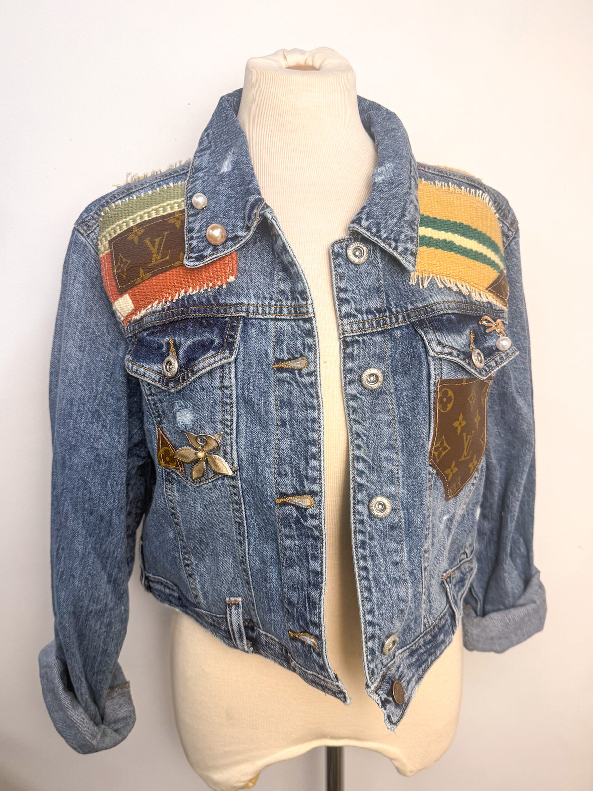 OOAK “Desert Muse” Cropped Denim Art Jacket