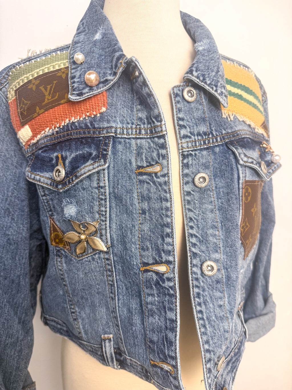 OOAK “Desert Muse” Cropped Denim Art Jacket