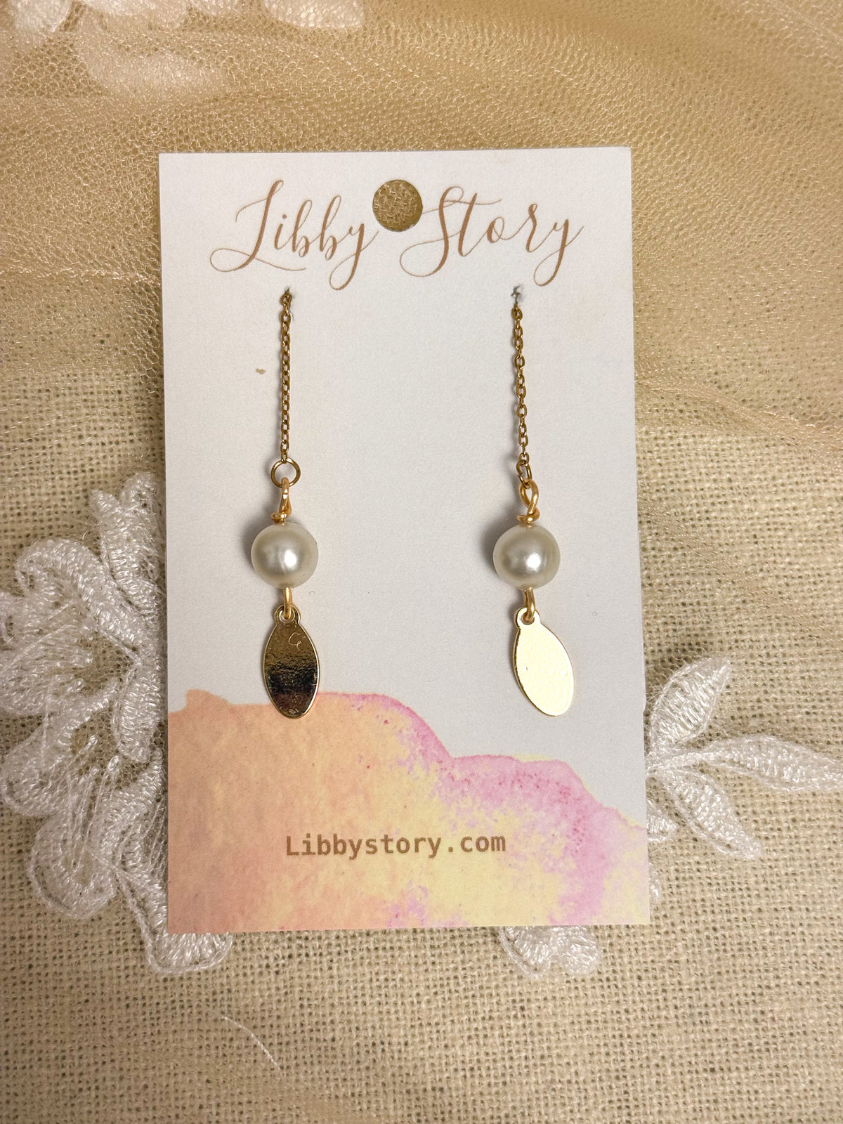 Handmade Vintage Pearl & Signed charm threaders