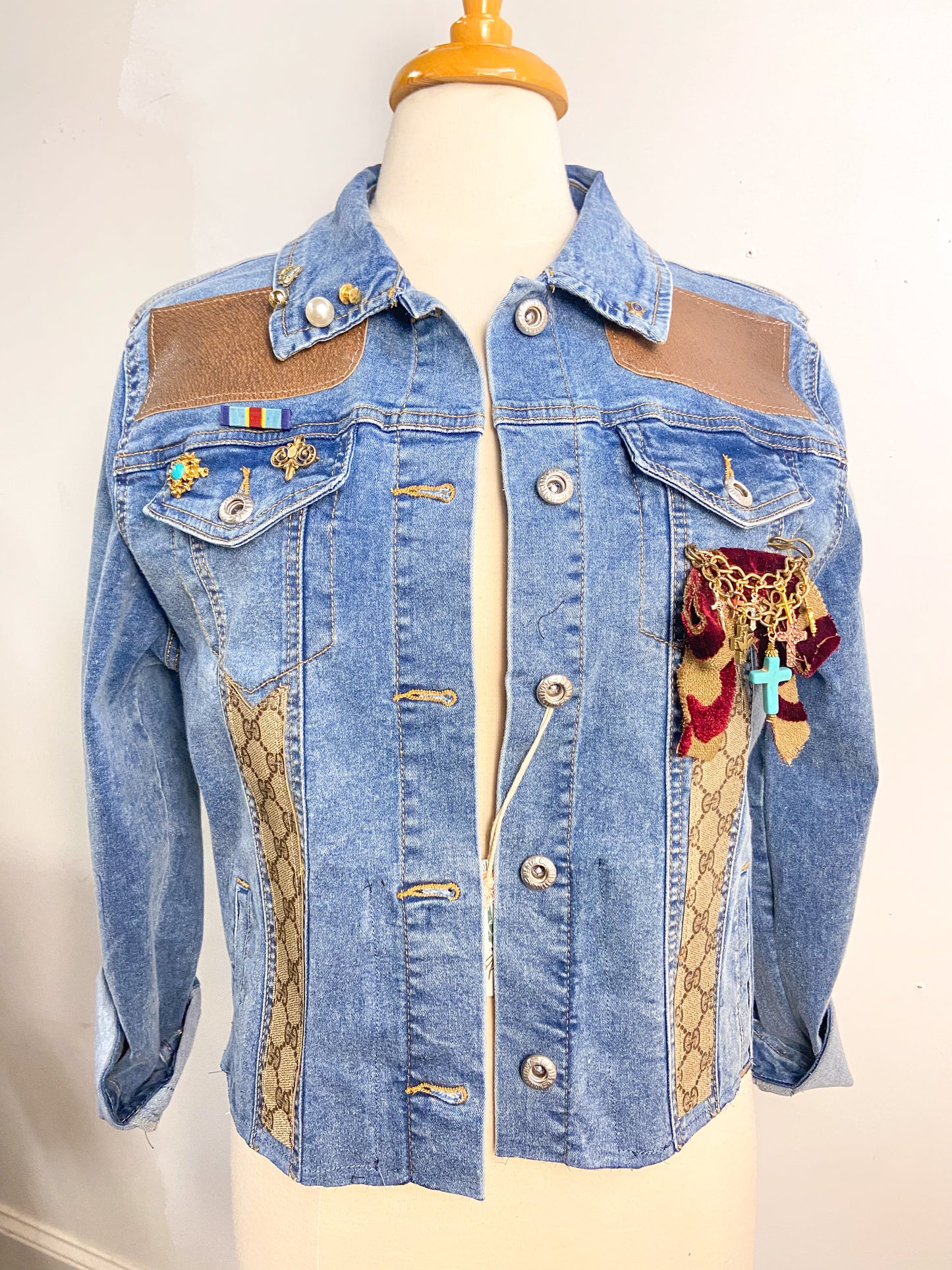 OOAK Gucci Scarf Denim Jacket