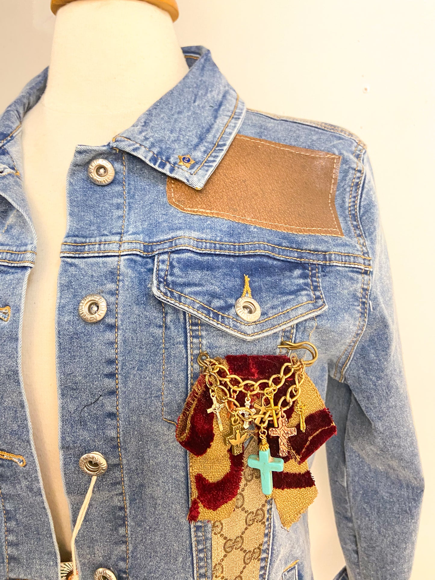OOAK Gucci Scarf Denim Jacket