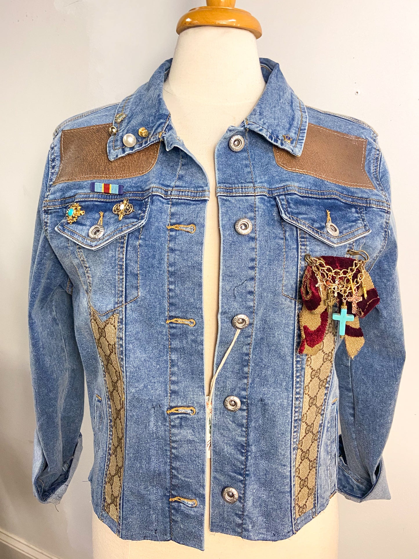 OOAK Gucci Scarf Denim Jacket