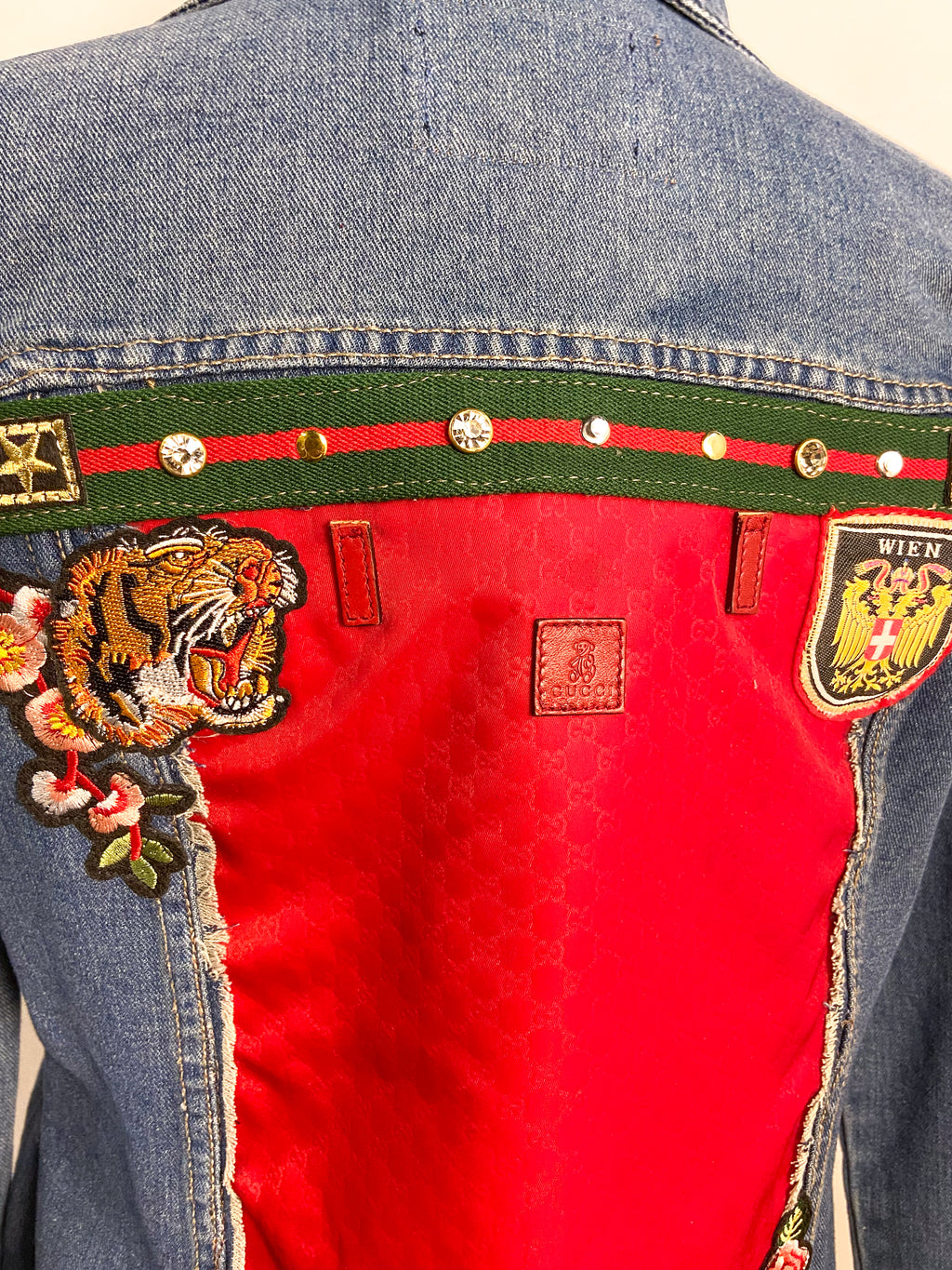 OOAK Denim and Red Gucci Jacket