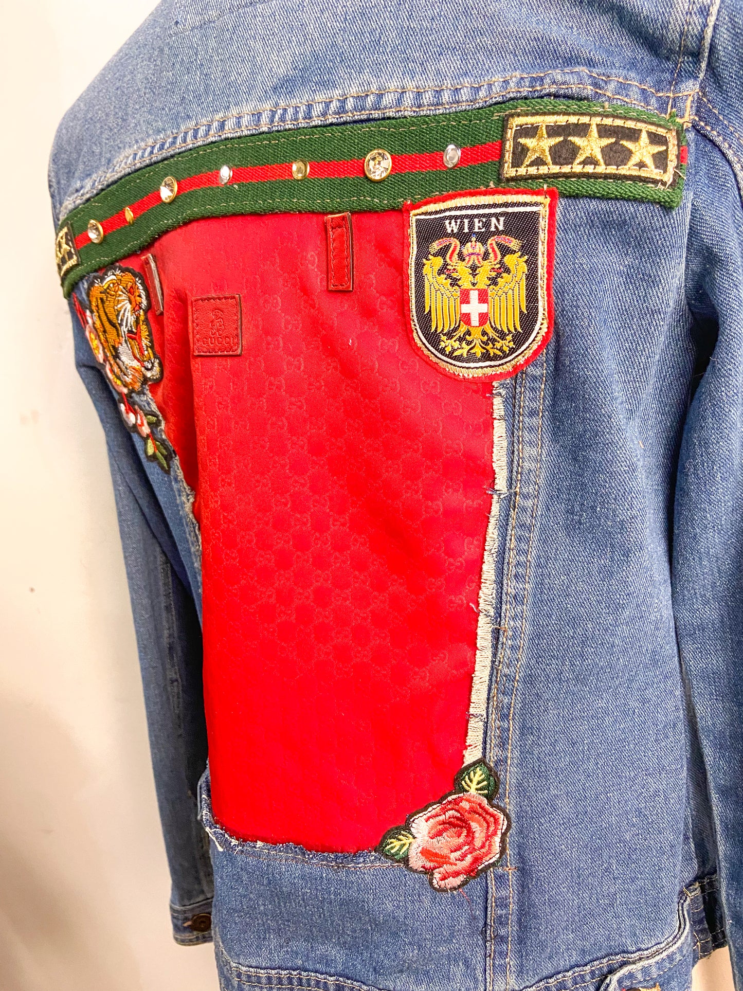 OOAK Denim and Red Gucci Jacket
