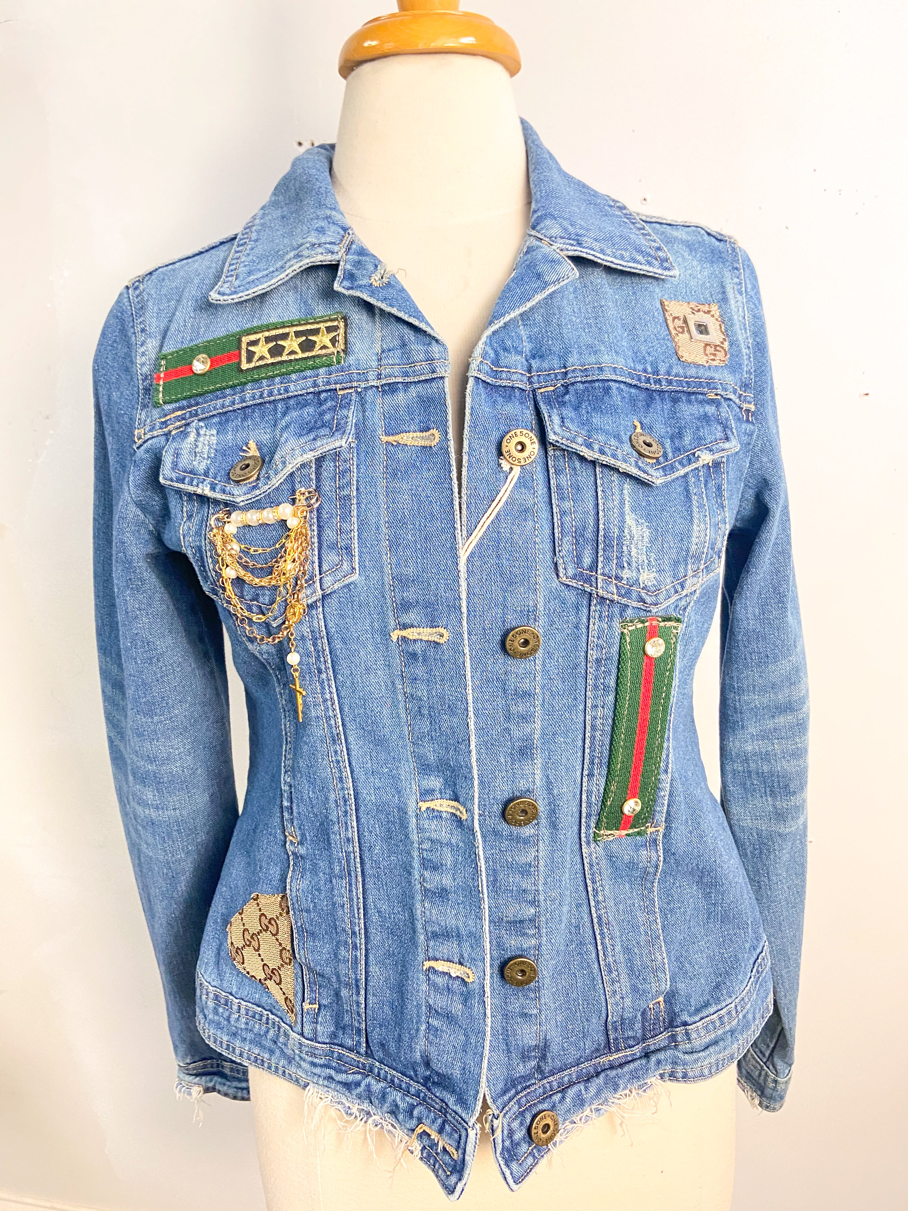 OOAK Denim and Red Gucci Jacket