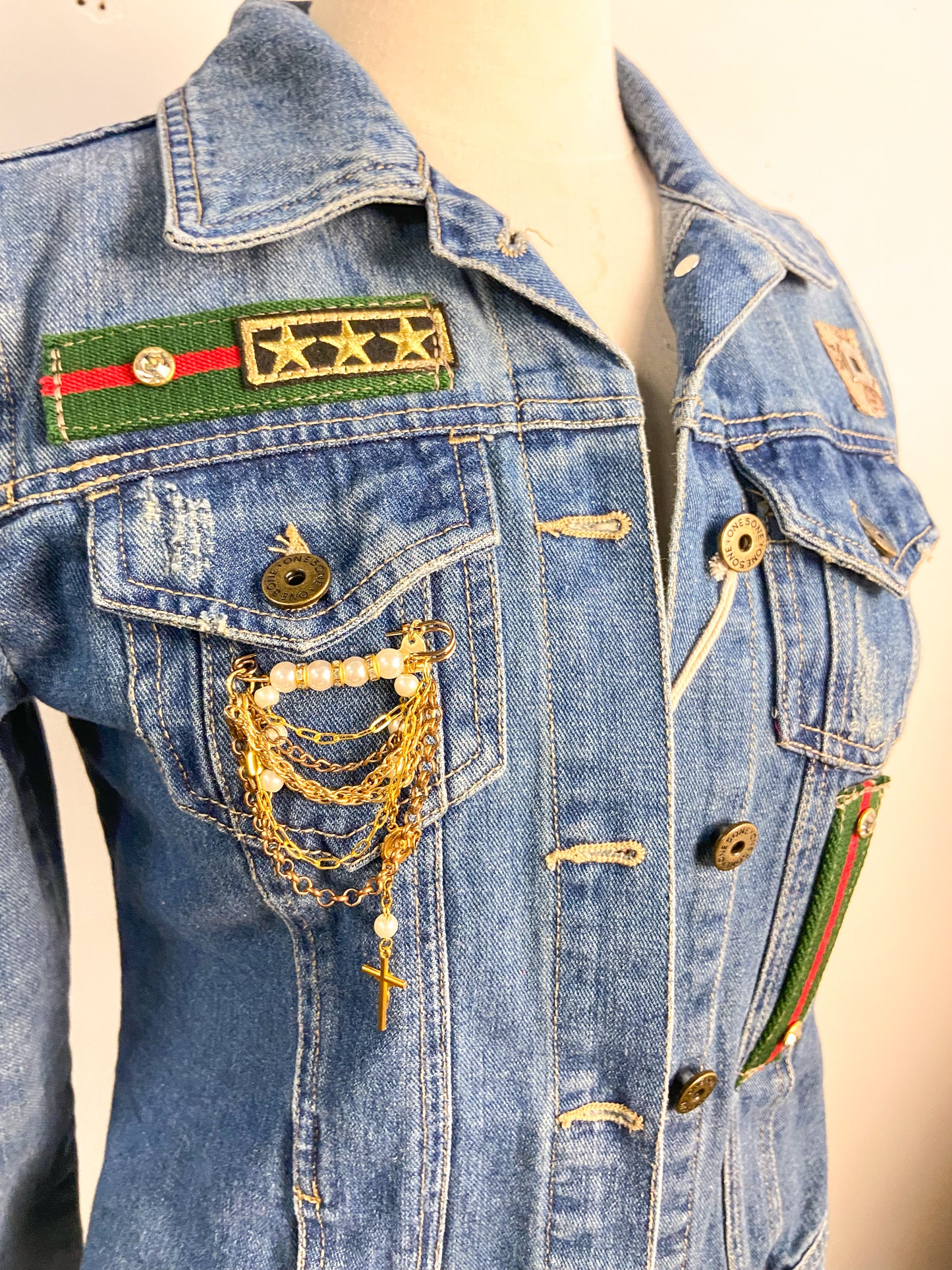OOAK Denim and Red Gucci Jacket