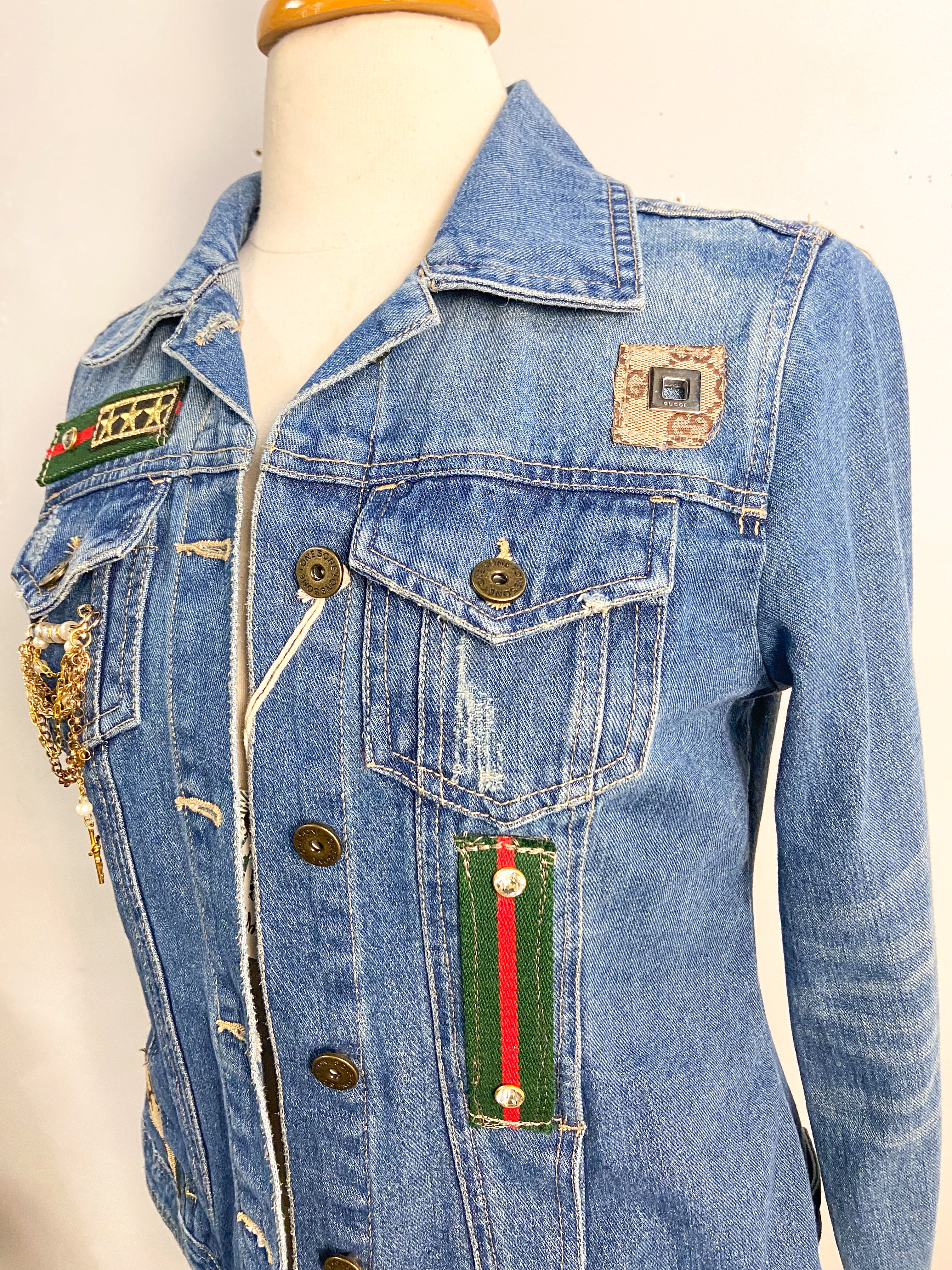 OOAK Denim and Red Gucci Jacket