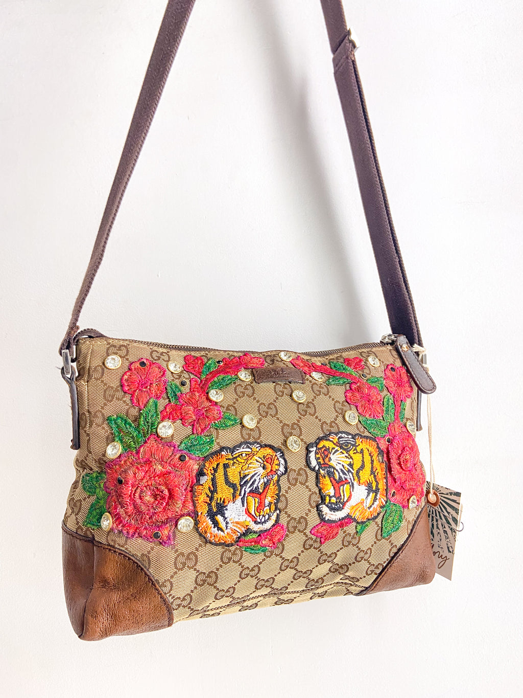 OOAK Vintage Gucci Fighting Tigers Adjustable Strap Purse