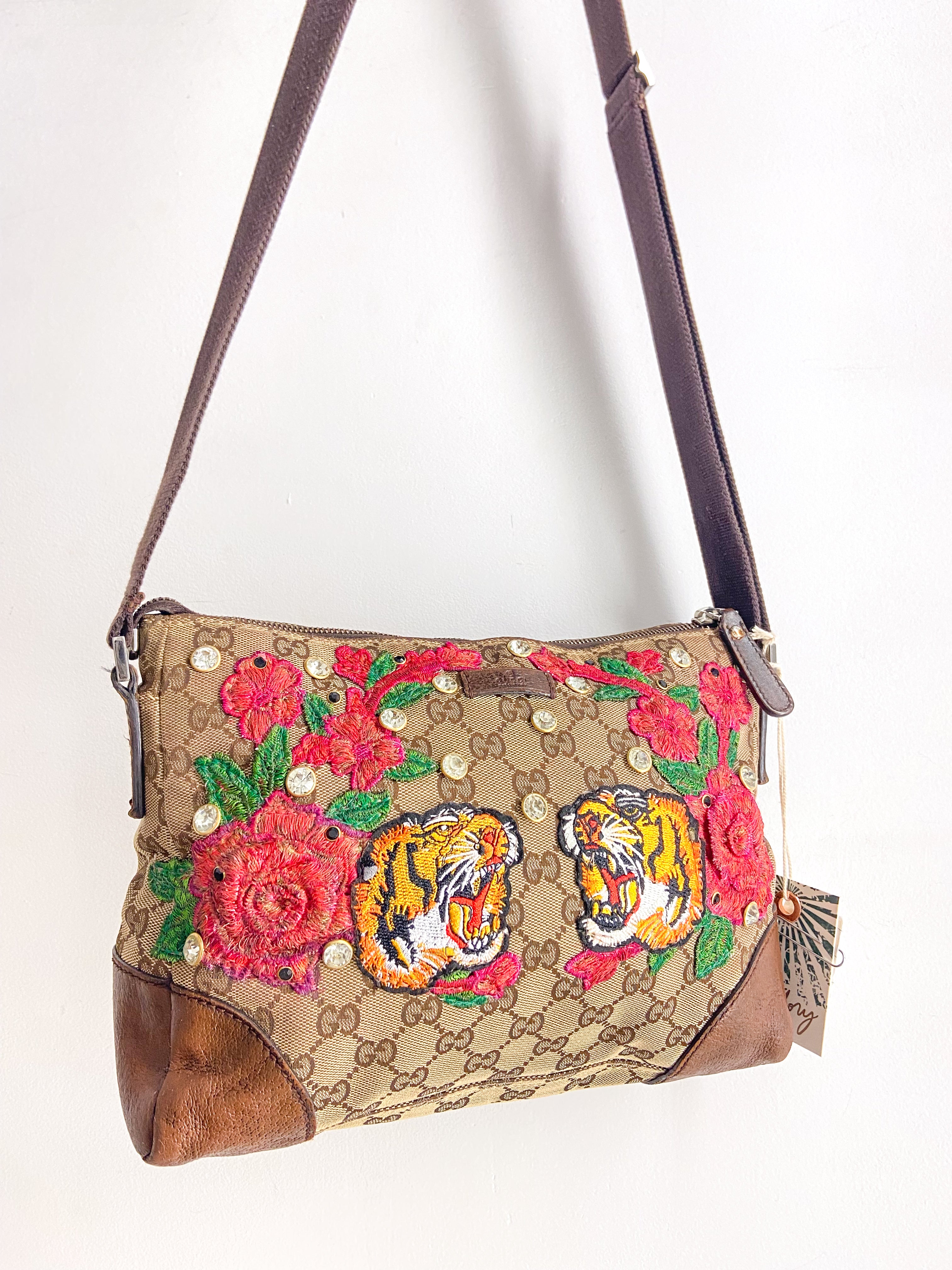 OOAK Vintage Gucci Fighting Tigers Adjustable Strap Purse