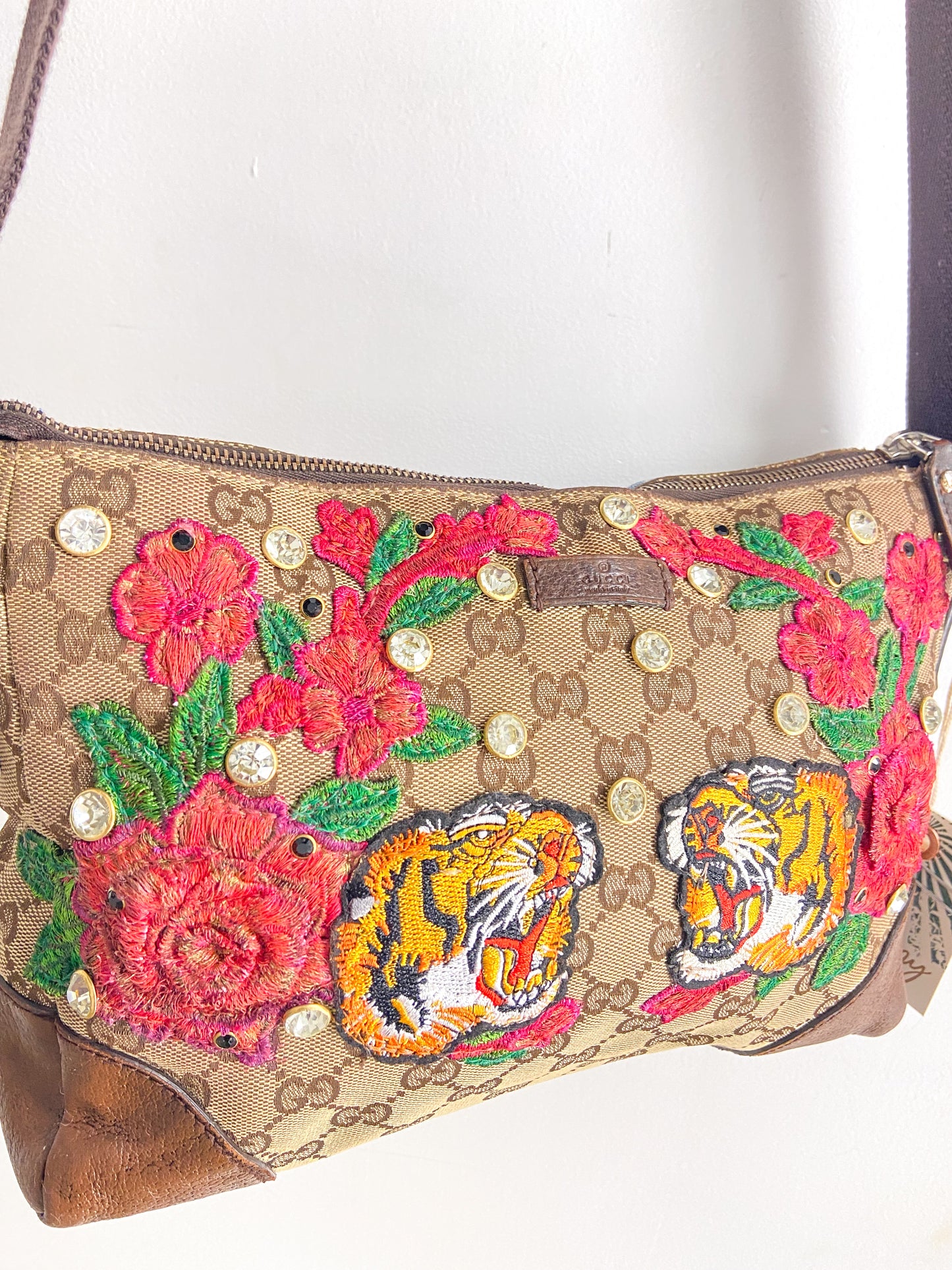 OOAK Vintage Gucci Fighting Tigers Adjustable Strap Purse
